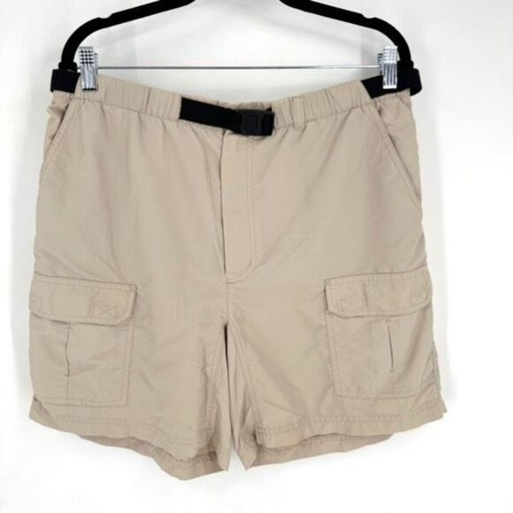 LL Bean Men’s Tan Nylon Pull On Hiking Outdoor Safari Shorts‎ Size Medium - Picture 1 of 11